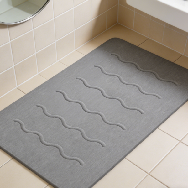 Large Diatomaceous Earth Bath Mat Dark Grey, Quick-Dry, Non-Slip